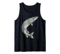 Northern Pike Fish Abstracto Arte Acuático Agua Dulce Camiseta sin Mangas