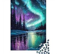 NorthernLights Rompecabezas para Adultos ArcticLakePainting 1000 Piezas de Papel Reciclado para Adultos Educativo y Desafiante 38x26cm/1000pcs