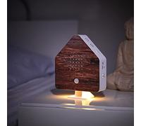 Northpoint Caja de sonido natural, pájaro, canto, pajarito, caja, detector de movimiento, sonido de pájaro, luz, recargable con soporte de pared, cabaña de nogal