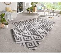 NORTHRUGS Alfombra de exterior reversible de Malta, resistente a la intemperie, moderno patrón geométrico, para balcón, terraza, jardín, jardín de invierno, salón, impermeable, polipropileno, gris,