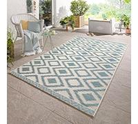 NORTHRUGS Alfombra para Interior y Exterior, 140 x 200 cm, Resistente a la Intemperie, diseño étnico Moderno, para balcón, terraza, jardín de Invierno, Cocina, baño, salón, Impermeable, Color Azul