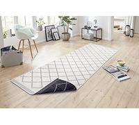 NORTHRUGS Alfombra para interior y exterior, 80 x 350 cm, reversible, resistente a la intemperie, moderna, diseño geométrico, para balcón, terraza, jardín, invernadero, salón, impermeable, en la noche