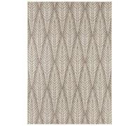 Northrugs Alfombra Pella para interior y exterior, 70 x 140 cm, tejido plano, impermeable, diseño de hojas y palmeras, para balcón, terraza, jardín de invierno, cocina, salón, resistente al agua, color beige