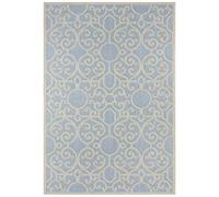 Northrugs Nebo - Alfombra para interior y exterior (140 x 200 cm, tejido plano, resistente a la intemperie, diseño gráfico moderno, estampado para balcón, terraza, jardín de invierno, camino de cocina, resistente al agua, en color azul pastel y topo