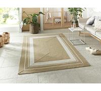 Northrugs Trenzado - Alfombra impermeable para interior y exterior, fácil de limpiar, aspecto hecho a mano, para interior y exterior, alfombra tejida para balcón, terraza, salón, jardín, color crema y