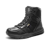 NORTIV 8 Botas de Tácticas Militares Impermeables para Hombre Botas de Combate para Moto Trekking con Suela Antideslizante Ligero,Size 43,Negro-Cuero,SNMT222M