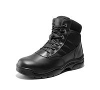NORTIV 8 Botas de Trabajo Tácticas Militares Impermeable para Hombre Botas de Combate de Motocicleta Policiales con Plantilla Acolchada,Size 43.5,Negro