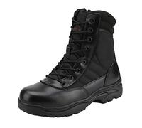 NORTIV 8 Botas de Trabajo Tácticas Militares para Hombre con Cremallera Lateral Botas de Combate de Motocicleta de Horma Ancho,Size 47W,Negro,Trooper-W