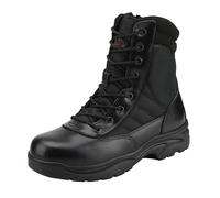 NORTIV 8 Botas de Trabajo Tácticas Militares para Hombre con Cremallera Lateral Botas de Combate de Motocicleta de Horma Ancho,Size 48W,Negro,Trooper-W
