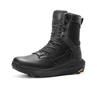 NORTIV 8 Botas de trabajo tácticas militares transpirables para hombre, con cremallera lateral, suela acolchada, de piel, ligeras, para motocicleta, soporte de arco, 20,3 cm, color DesertStorm, Negro