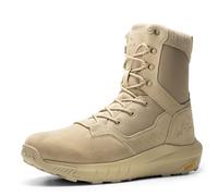 NORTIV 8 Botas de trabajo tácticas militares transpirables para hombre, con cremallera lateral, suela acolchada, de piel, ligeras, para motocicleta, soporte de arco, 20,3 cm, color DesertStorm, Arena,