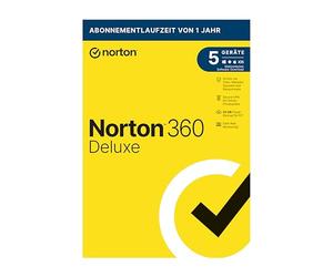 Norton 360 Deluxe 2021 | 5 Devices | Antivirus | Unlimited Secure VPN & Password Manager | 1 Year | PC/Mac/Android/iOS | Activation Code in Original Packaging