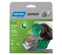 Norton 66254482539 MultiAir - Discos abrasivos autoadhesivos para lijadora (5 unidades, 150 mm de diámetro, grano 80)
