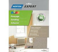 Norton Expert - Hojas de lija (para todas superficies, 230 x 280 mm, grano 80, 3 unidades)