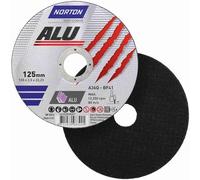 Norton Disco de corte de aluminio A 36 Q de aluminio, diámetro a elegir: 125 x 1 x 22,23 mm, 10 unidades