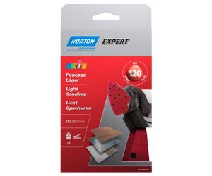 Norton Expert H216 - Hojas de lija perforadas triangulares (con velcro, 105 x 175 mm, grano 120, 5 unidades)
