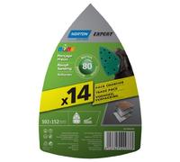 Norton Expert - Hojas de lija triangulares (102 x 152 mm, grano 80, 14 unidades)