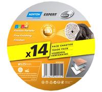 Norton Expert - Juego de 14 discos de lija (125 x 18 mm, tecnología Multi-Air, grano 180)