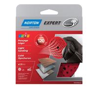 Norton Expert - Juego de 5 disco de lijar (autoadhesivos, 125 mm de diámetro, grano 120, tecnología Multi-Air)
