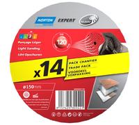Norton Expert - Lote de discos de lija (14 unidades, 150 x 18 mm, tecnología Multi-Air, grano 120)
