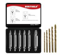 NORTOOLS Juego de extractores de tornillos dañados, modelo mejorado HSS 6542, 11 tornillos pelados, tuercas y pernos con 5 brocas helicoidales para quitar accesorios oxidados y dañados, herramientas