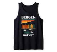Noruega Bergen Bryggen Arquitectura Noruega Oslo Retro Camiseta sin Mangas