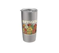 Noruega Bergen Bryggen Arquitectura Noruega Oslo Retro Vaso térmico de acero inoxidable de doble pared