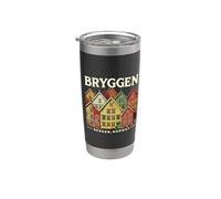 Noruega Bergen Bryggen Arquitectura Noruega Oslo Retro Vaso térmico de acero inoxidable de doble pared