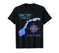 Noruega Círculo Ártico Bandera Noruega Orgullo Souvenir Norge Camiseta gráfica económica, Hombre, Negro, L