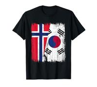 Noruega Corea del Sur Media Bandera Noruega Corea del Sur Camiseta