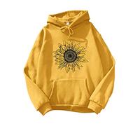 Noruega Jersey Ouitwear Sudadera de Manga Larga Blusas Casual Suéter Girasol Abrigo de Invierno Cálido Chaqueta de Gato, amarillo, L