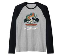 Noruega Noruego Tromso Auroras Boreales Nieve Retro Oslo 47 Camiseta Manga Raglan