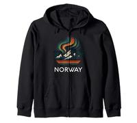 Noruega Noruego Tromso Auroras Boreales Nieve Retro Oslo 47 Sudadera con Capucha