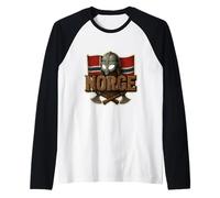 Noruega Orgullo Norse Ship Noruego Vela Escandinavia Norge Camiseta Manga Raglan