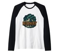 Noruega Orgullo Norse Ship Noruego Vela Escandinavia Norge Camiseta Manga Raglan