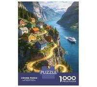Noruega Puzzle 1000 Piezas Cartón Puzzle Grande Adulto Difícil Fiordos noruegos Coleccionistas Padres E Hijos 52x38cm/1000pcs