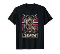 Noruega Sangre vikinga Corre por mis Venas Hacha Guerrero Cuervo Camiseta
