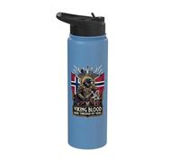 Noruega sangre vikinga corre por mis venas Hacha guerrero cuervo Stainless Steel Insulated Water Bottle