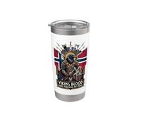Noruega sangre vikinga corre por mis venas Hacha guerrero cuervo Vaso térmico de acero inoxidable de doble pared