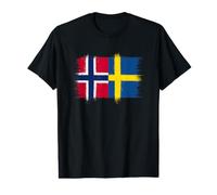 Noruega Suecia Banderas Orgulloso Aficionado Sueco Noruego Camiseta gráfica económica
