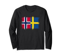 Noruega Suecia Banderas Orgulloso Aficionado Sueco Noruego Manga Larga