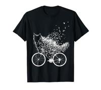 Noruego Bosque Gato Dueño Bicicleta Ilustración Mariposa Camiseta