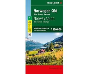 Norvegia sud Oslo Bergen Stava: Oslo, Bergan, Stavanger (Auto karte)