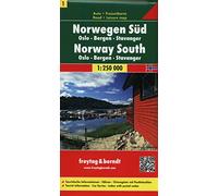 Norvegia sud-Oslo-Bergen-Stava: Toeristische wegenkaart 1:250 000 (Auto karte)