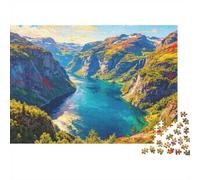 Norway Scenery Adult Jigsaws 1000 Piezas Reciclado Material Lysefjord Jigsaw Puzzle Educativo Juego Descompresión Padre-Hijo Juego Accesorios para Hogar 38x26cm/1000 Piezas
