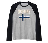 Norway with Norwegian Flag Colors. Men, Women & Kids Camiseta Manga Raglan