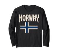 Norway with Norwegian Flag Colors. Men, Women & Kids Manga Larga