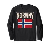 Norway with Norwegian Flag Colors. Men, Women & Kids Manga Larga