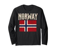 Norway with Norwegian Flag Colors. Men, Women & Kids Manga Larga