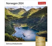 Norwegen Sehnsuchtskalender 2024. Urlaubsträume in einem Tischkalender im Postkartenformat. Jede Woche neue Eindrücke verpackt in einen Foto-Kalender Aufhängen: Wochenkalender mit 53 Postkarten